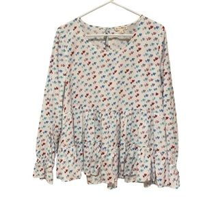 Jane and Delancey Valentine’s Day Long Sleeve Peplum Blouse Size Large